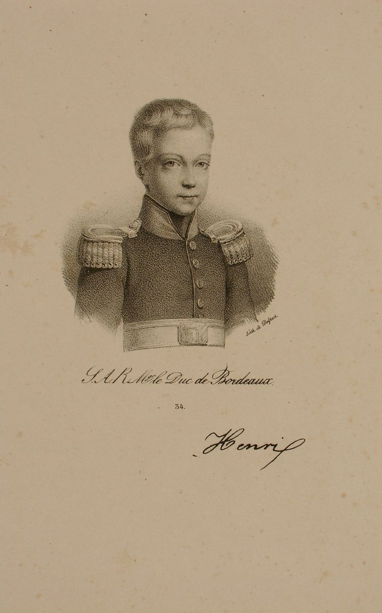 Henri Charles Ferdinand Marie Dieudonne de France, Hertog van Bordeaux, Graaf van Chambord door Francois Seraphin Delpech