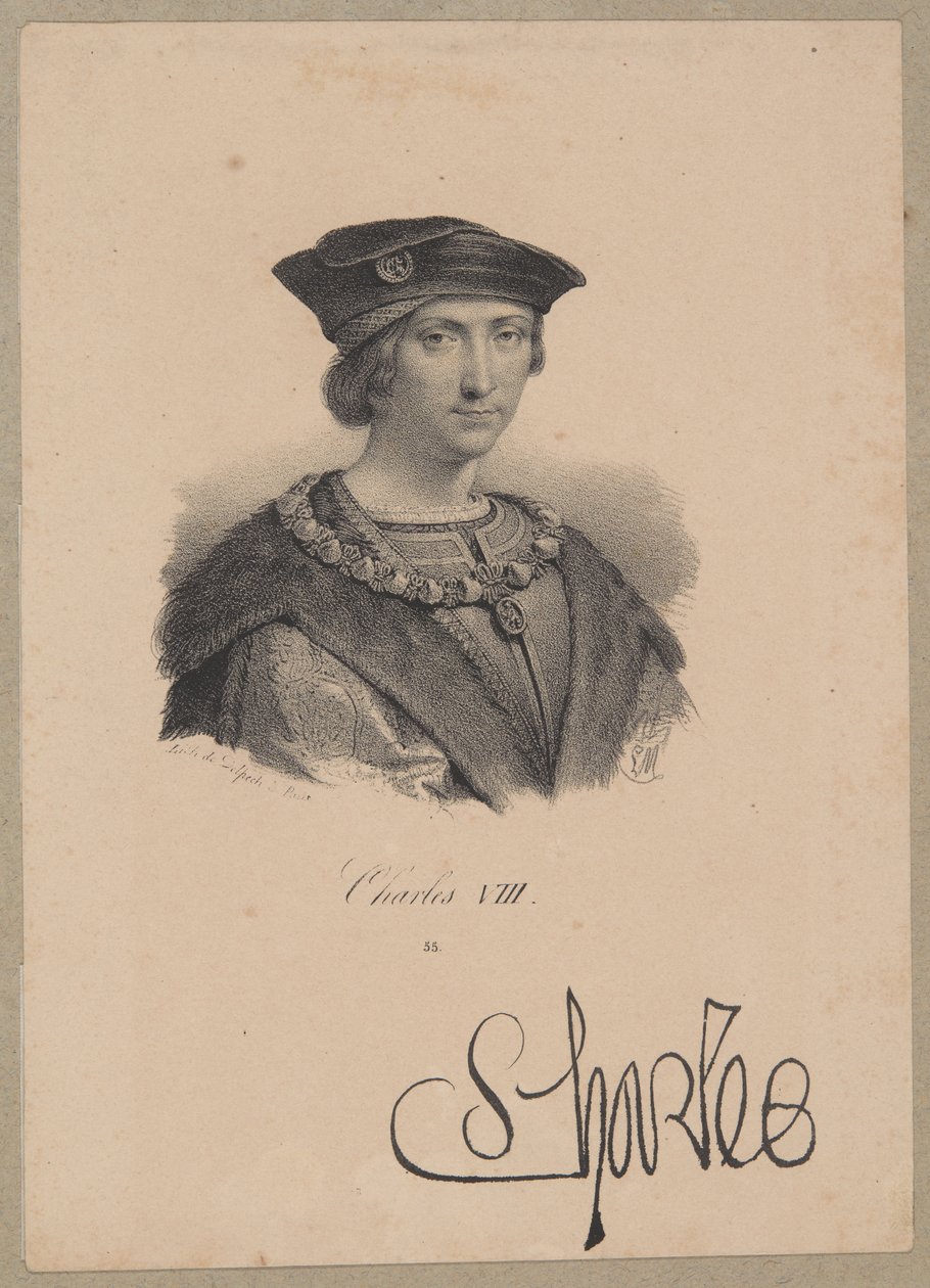 Karel VIII (1470 Amboise – 1498 Amboise) – koning van Frankrijk vanaf 1483 uit de Valois-dynastie door Francois Seraphin Delpech