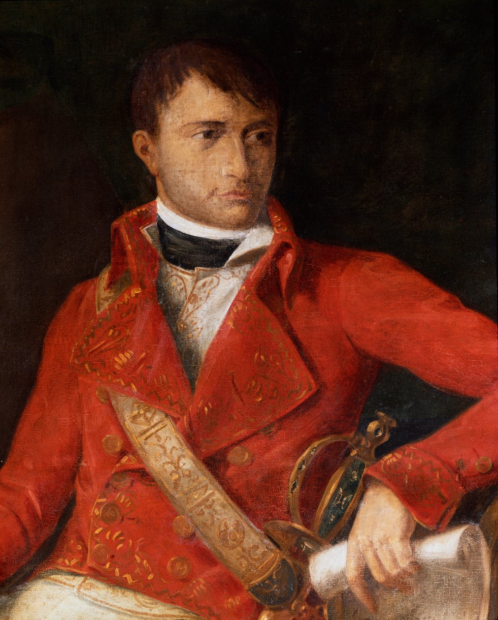 Portret van Napoleon I Bonaparte in uniform van eerste consul (detail) door Francois Xavier (attr. to) Fabre
