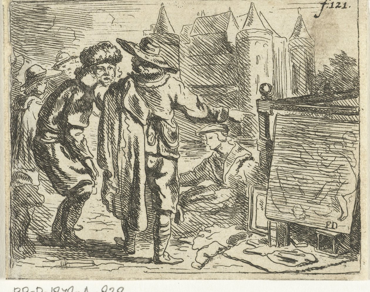 Man met bontmuts wordt aan zijn oor getrokken door Francoys Dancx
