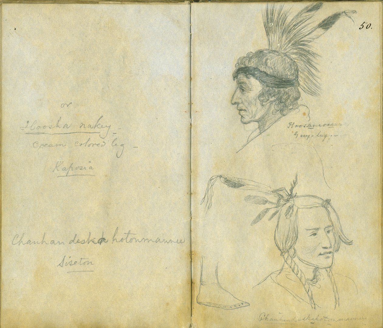 Portretten van Grey Leg en een niet-geïdentificeerde Sisseton man, 1851 door Frank Blackwell Mayer