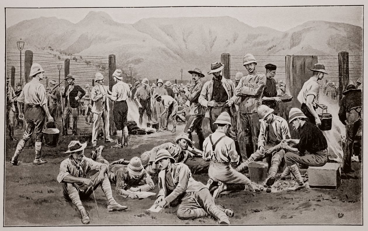 Britse gevangenen wachten op vrijlating: Het kamp in Nooitgedacht door Frank Dadd