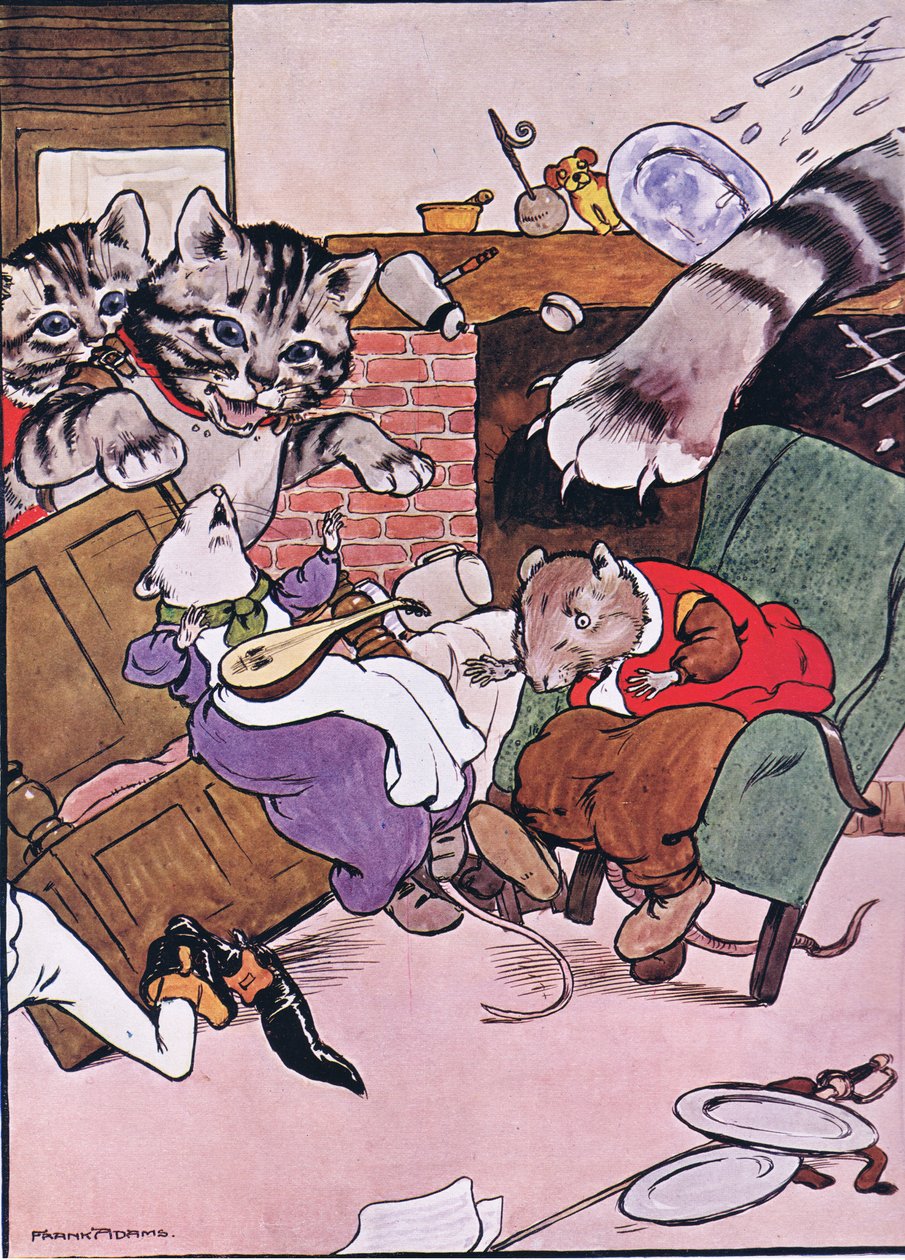 De Kat en haar kittens kwamen binnenrollen, illustratie uit 