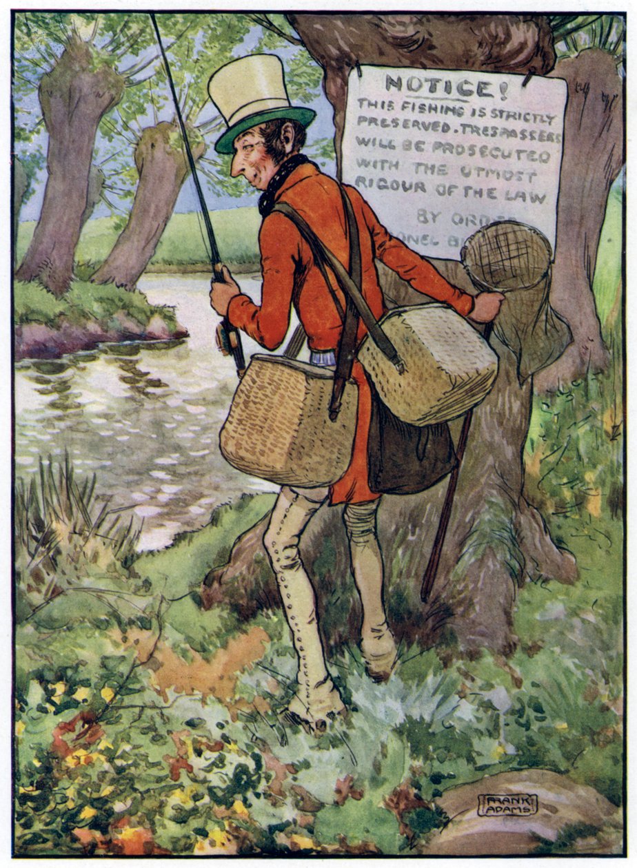 Drie vrolijke vissers (kleurenlitho) door Frank Adams