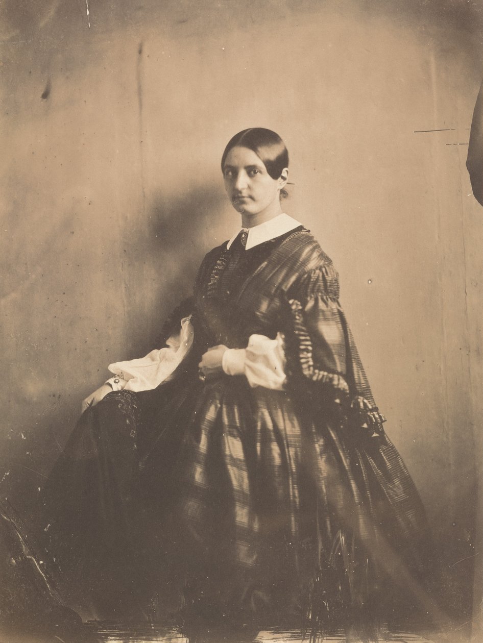 Portret van een vrouw,c. 1850 (foto) door Frank Chauvassaigne