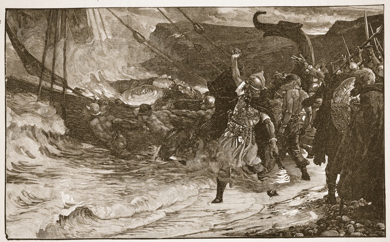 De Begrafenis van een Viking, illustratie uit 