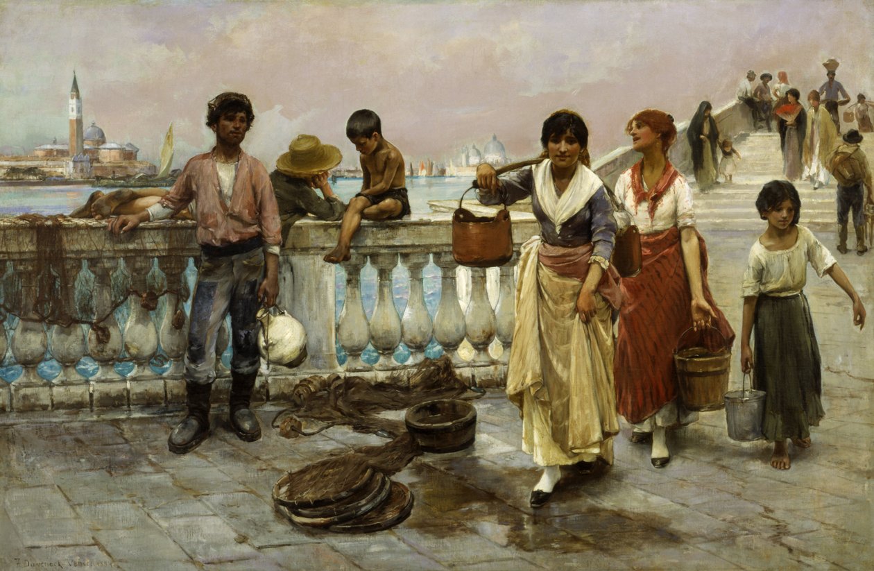 Waterdragers, Venetië, 1884 door Frank Duveneck