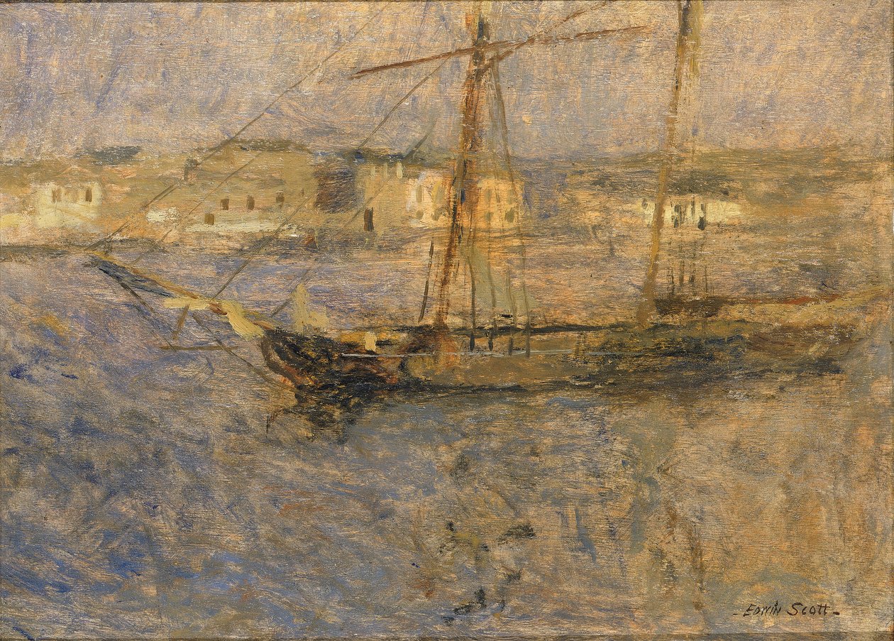 Schepen voor anker, Cherbourg nr. I, n.d. door Frank Edwin Scott
