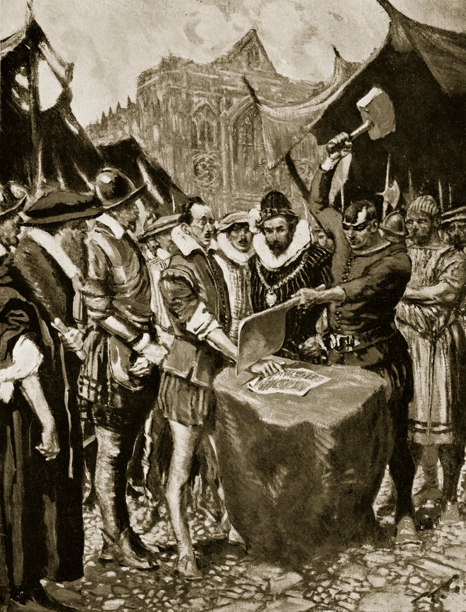 Stubbs heeft zijn hand afgehakt, 1521, illustratie uit 