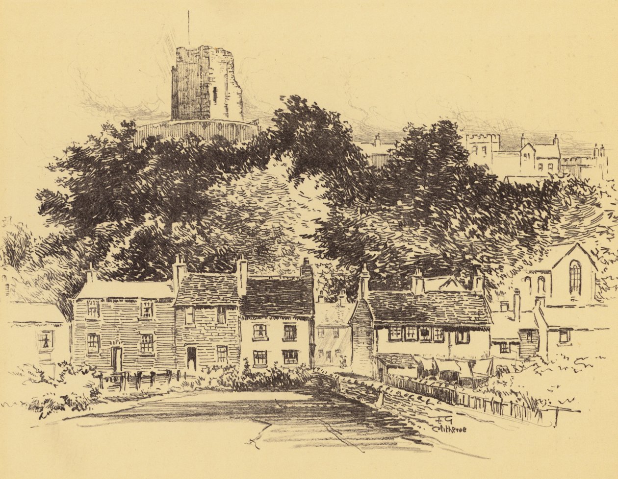 Kasteel van Clitheroe (litho) door Frank Greenwood