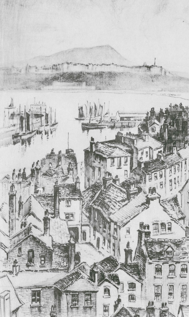 Scarborough vanaf Castle Hill (litho) door Frank Greenwood