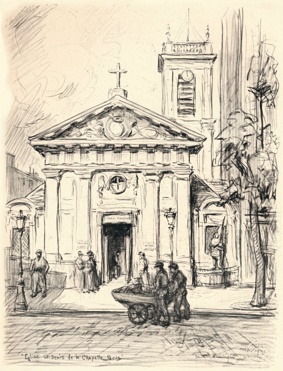 Kerk van St Denis de la Chapelle, 1915 door Frank Milton Armington