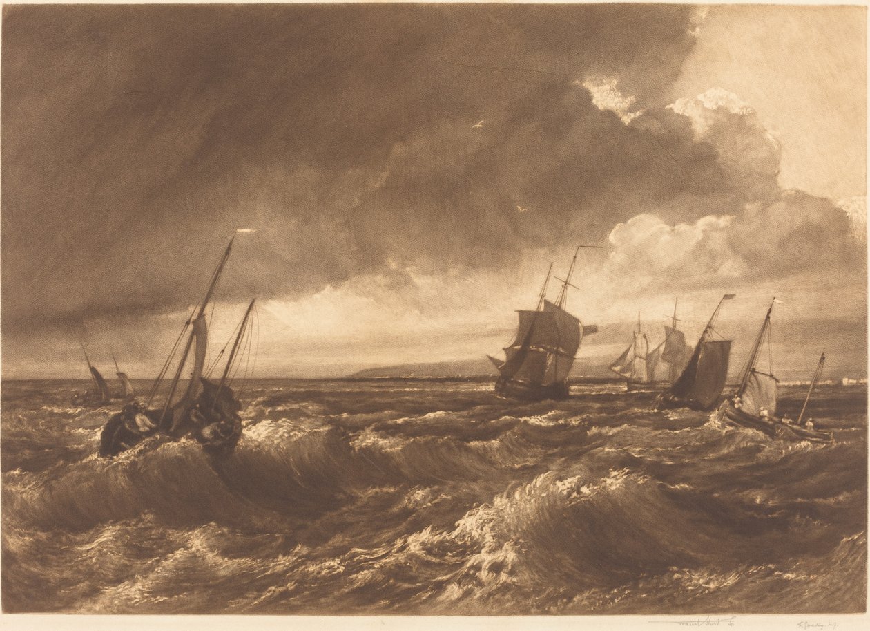 De monding van de Theems, Isle of Sheppey in de verte, 1891 door Frank Short