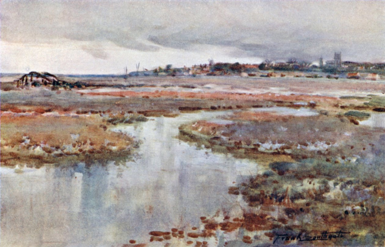 Blakeney, een karakteristiek landschap (kleurenlitho) door Frank Southgate