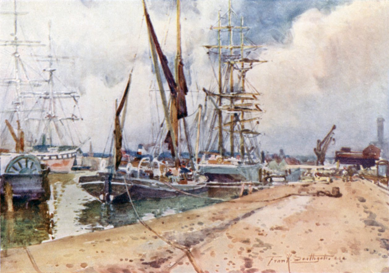 Ipswich Port (kleurenlitho) door Frank Southgate