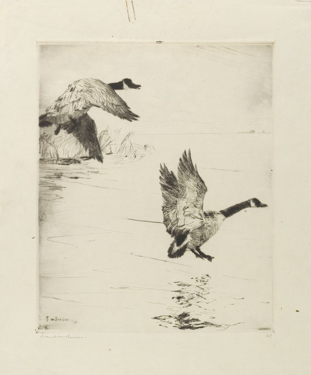 Ganzen landen door Frank Weston Benson