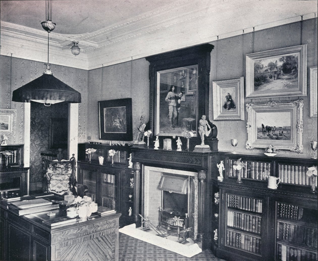 Bibliotheek van Kapitein Harvey, Hampstead door Frank William Brookman