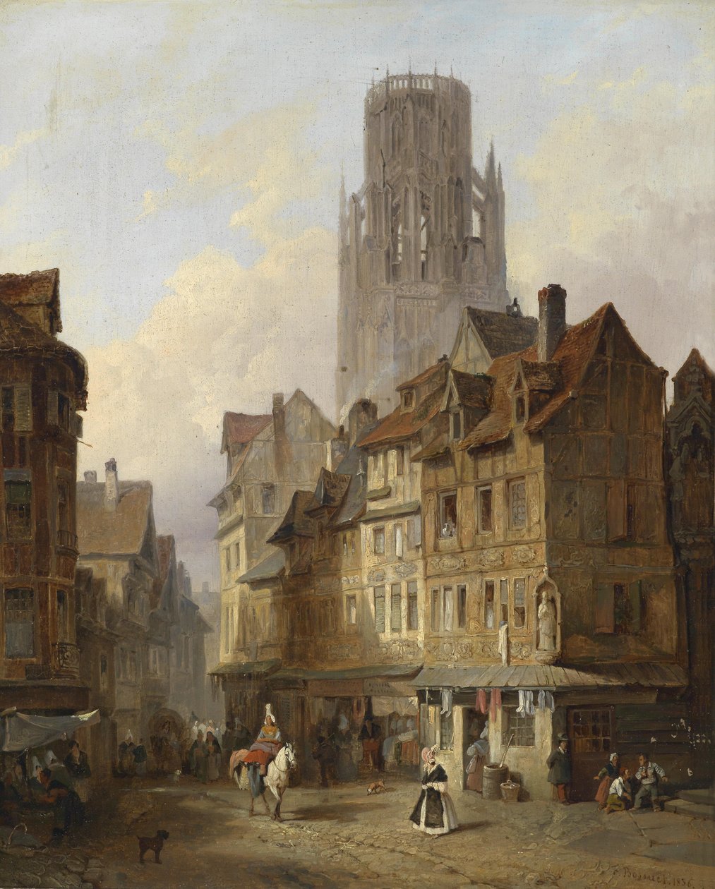 Stadsgezicht uit Roubaix door Francois Antoine Bossuet