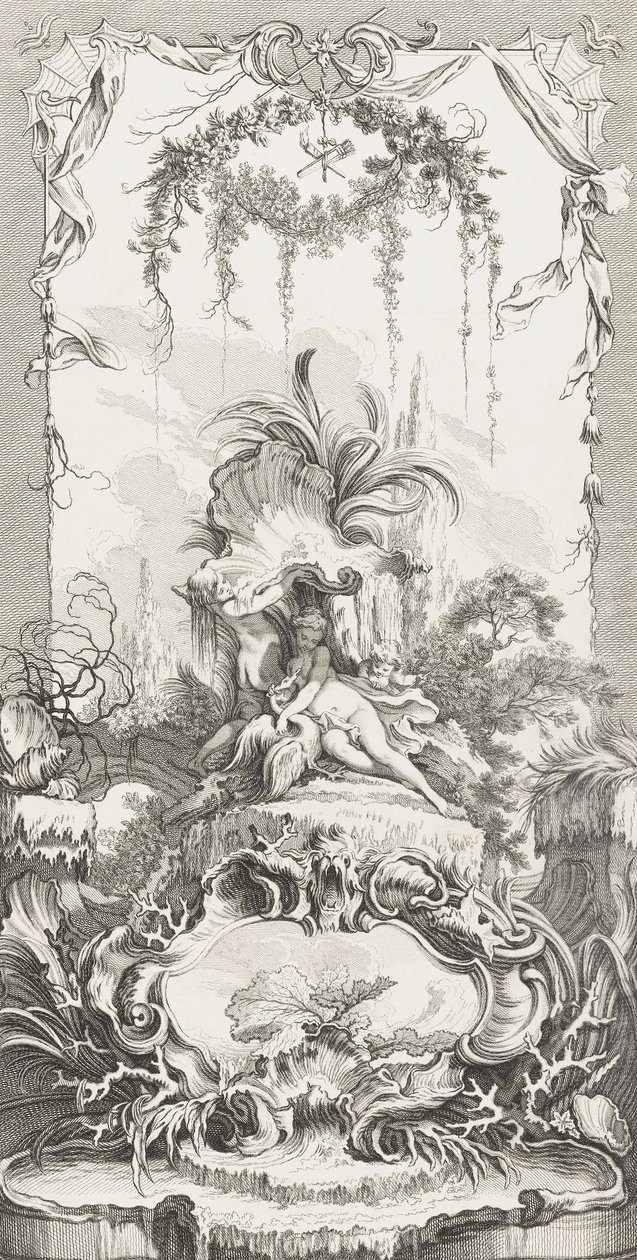 Leda in Nouveaux Morceaux pour des paravents (Nieuwe concepten voor schermen) door François Boucher
