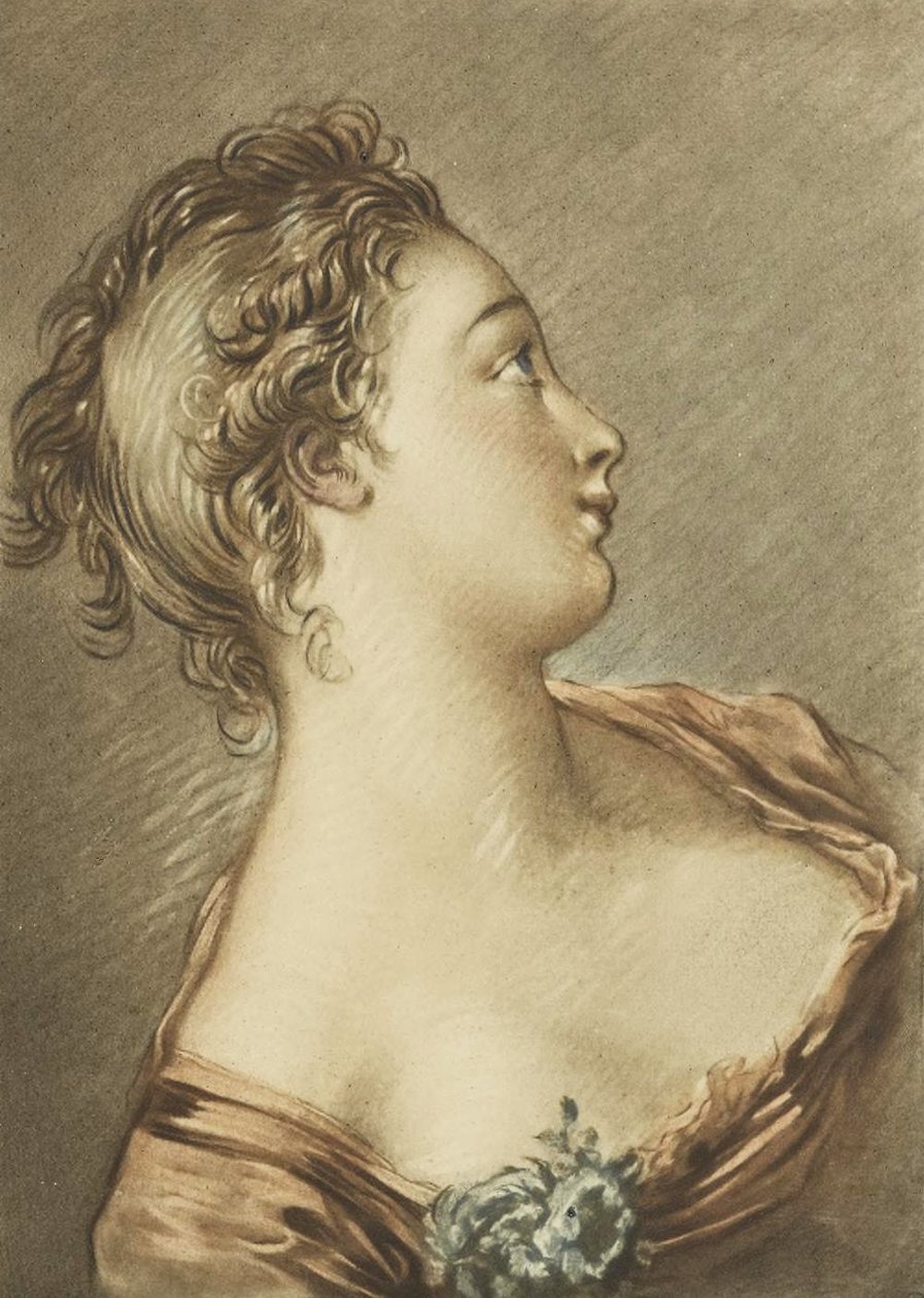 Hoofd van een vrouw door François Boucher