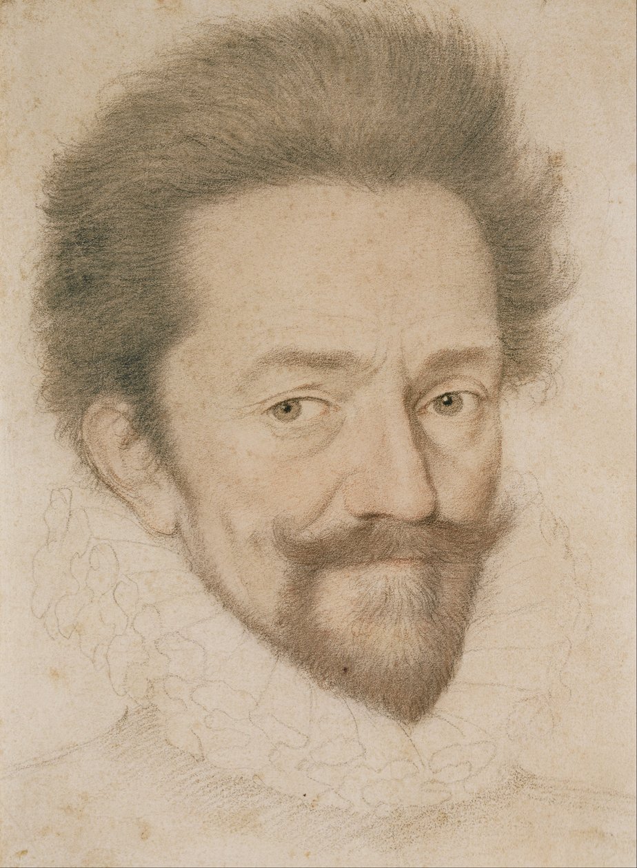 Portret van een bebaarde man met een kraag door François Quesnel