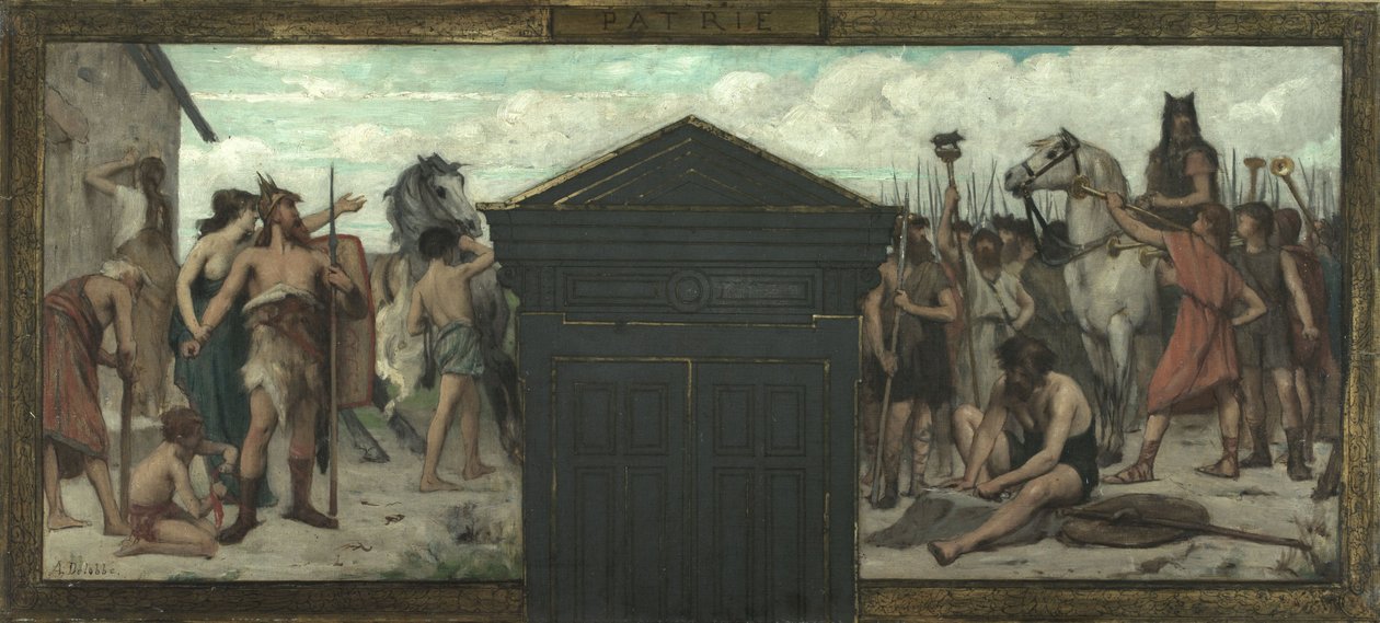 Schets voor het stadhuis van het 15e arrondissement: La Patrie, tussen 1883 en 1884 (olieverf op doek) door François Alfred Delobbe