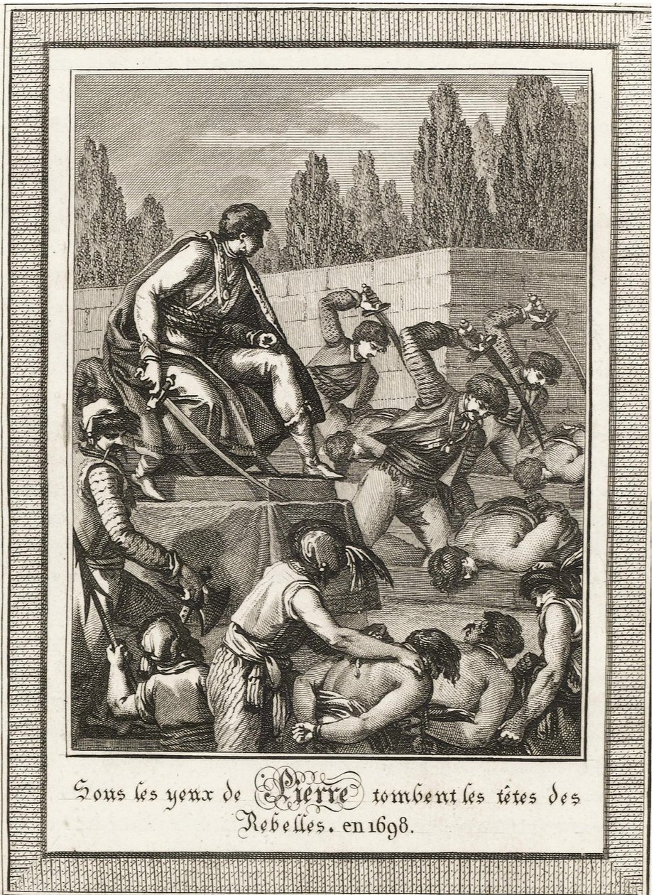De executie van de Streltsy. Uit: Histoire de Russie door Blin de Sainmore, ca. 1800 door François Anne David