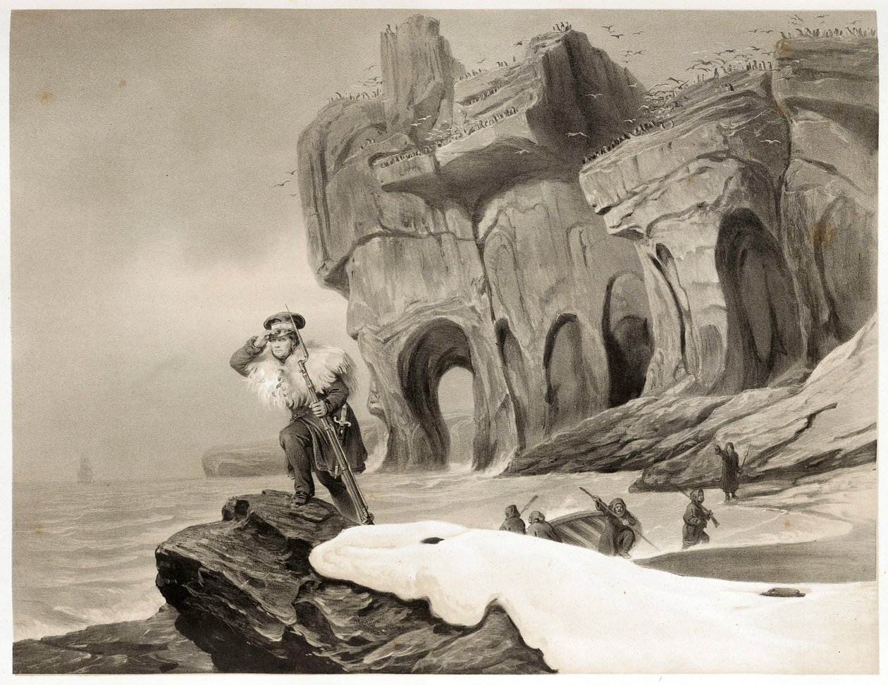 Beren Eiland uit Voyages en Scandinavie, en Laponie, au Spitzberg et aux Feroe, pub. 1852 door François Auguste Biard