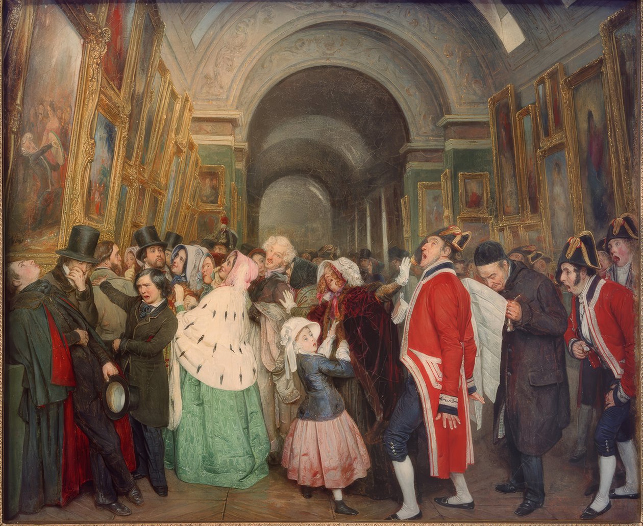 Vier uur, in de salon. (Sluiting van de jaarlijkse salon van schilderkunst) door François Auguste Biard