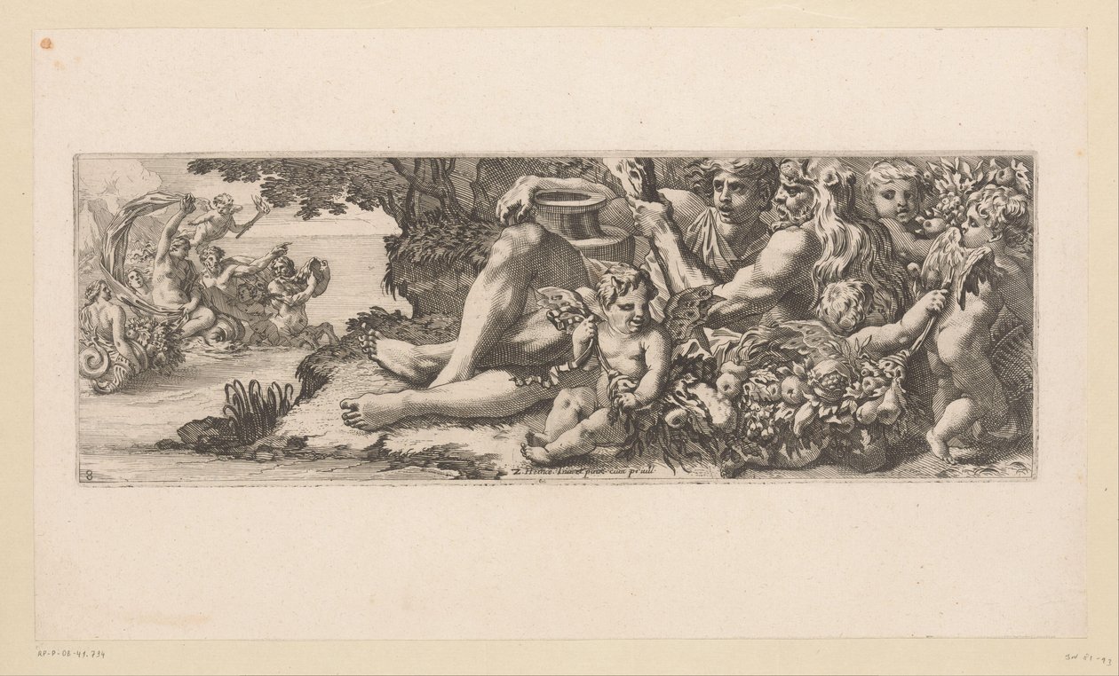 Triomf van Galatea met Hercules en allegorische figuren op de oever door François Bignon (attributed to)
