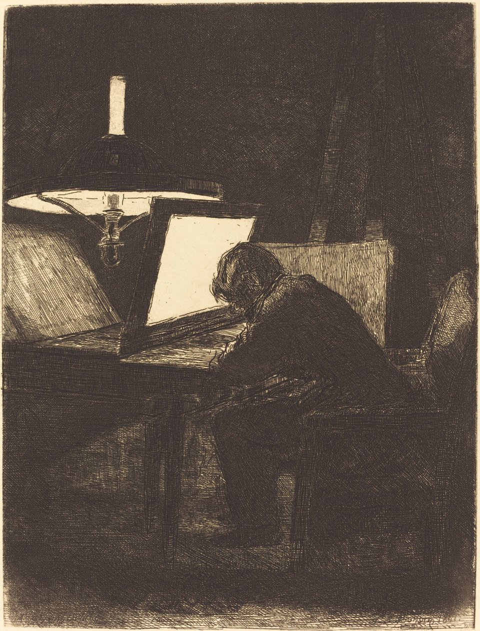 De Graveur door François Bonvin