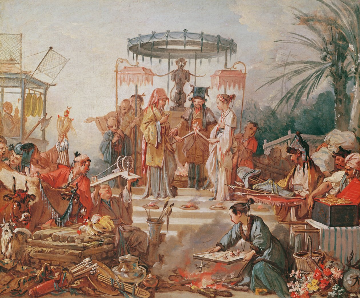 Een Chinese bruiloft, studie voor een tapijtkarton, c.1742 door François Boucher