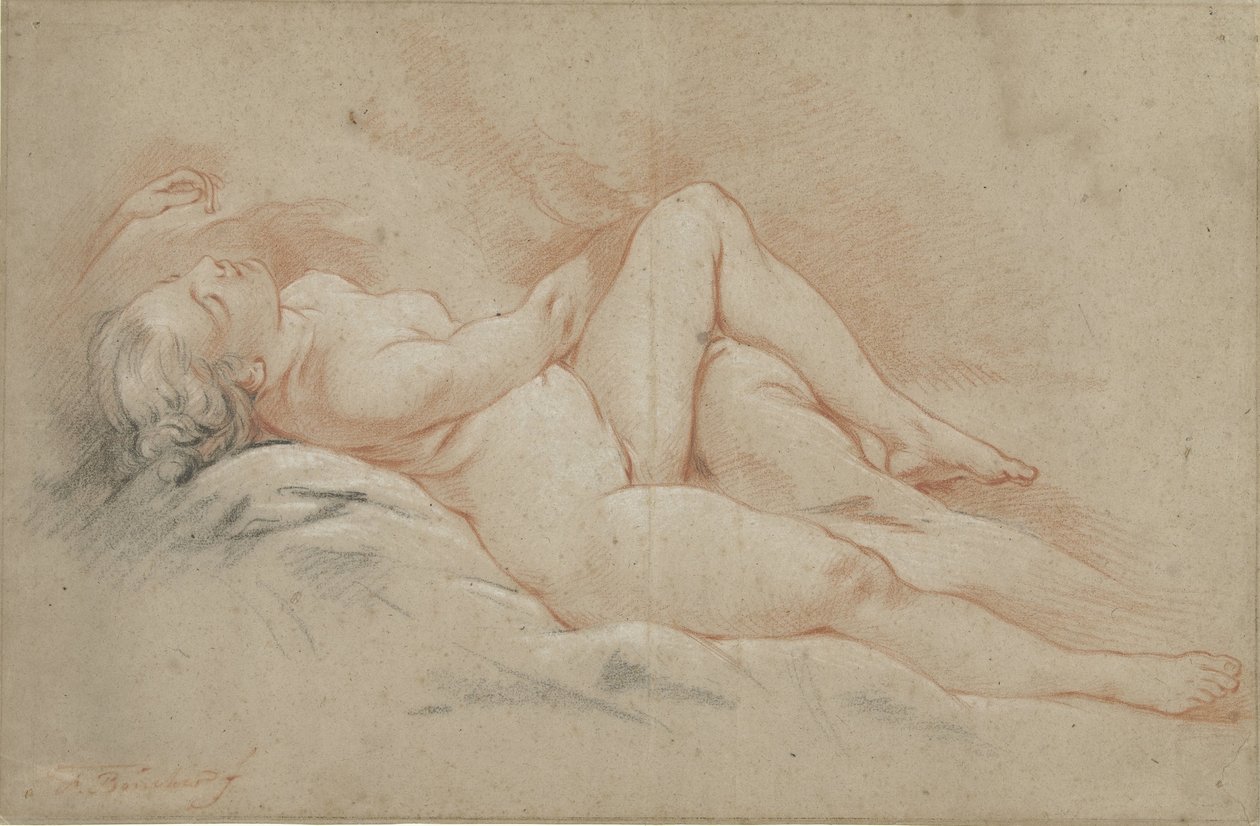 Achterover liggend vrouwelijk naakt door François Boucher