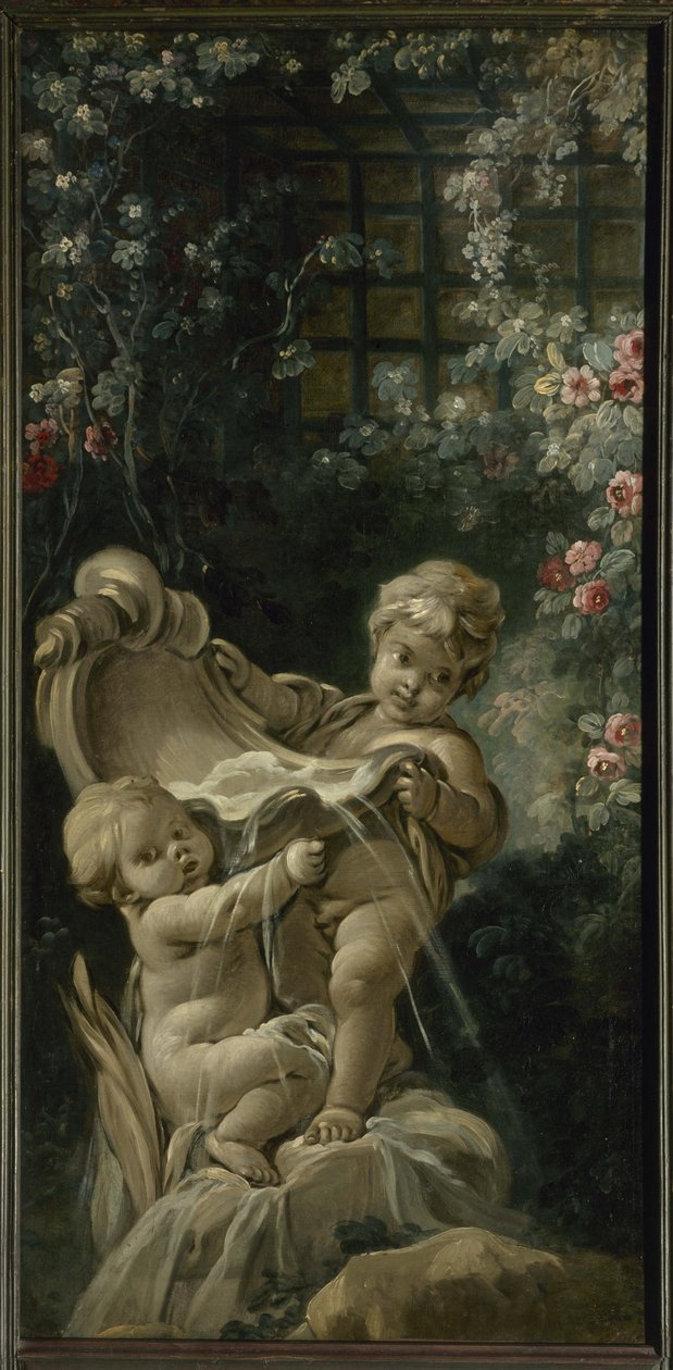 Boucher - Fontein met twee geliefden, een knielend, Tussen 1765 en 1770 door François Boucher