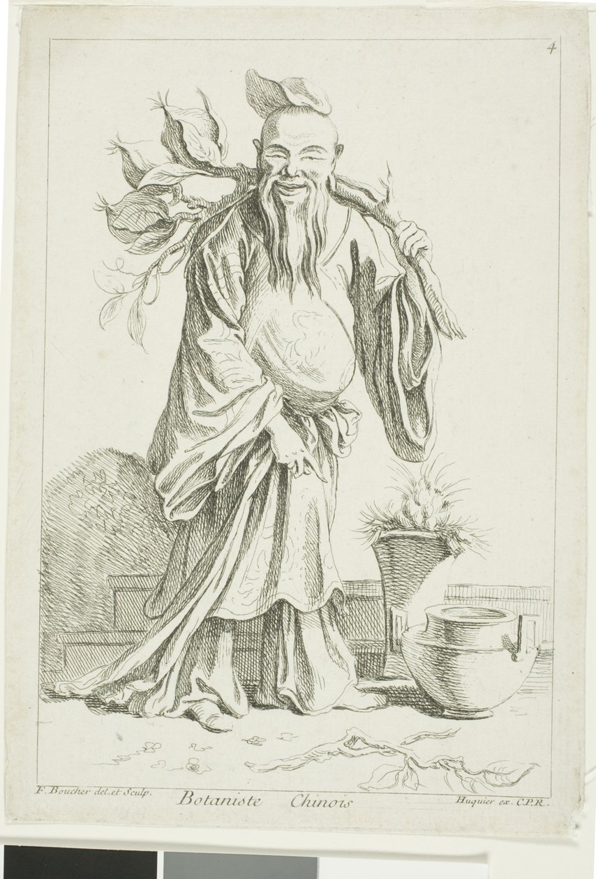 Chinese Botanicus, uit Recueil de diverses figures chinoise du cabinet de François Boucher door François Boucher