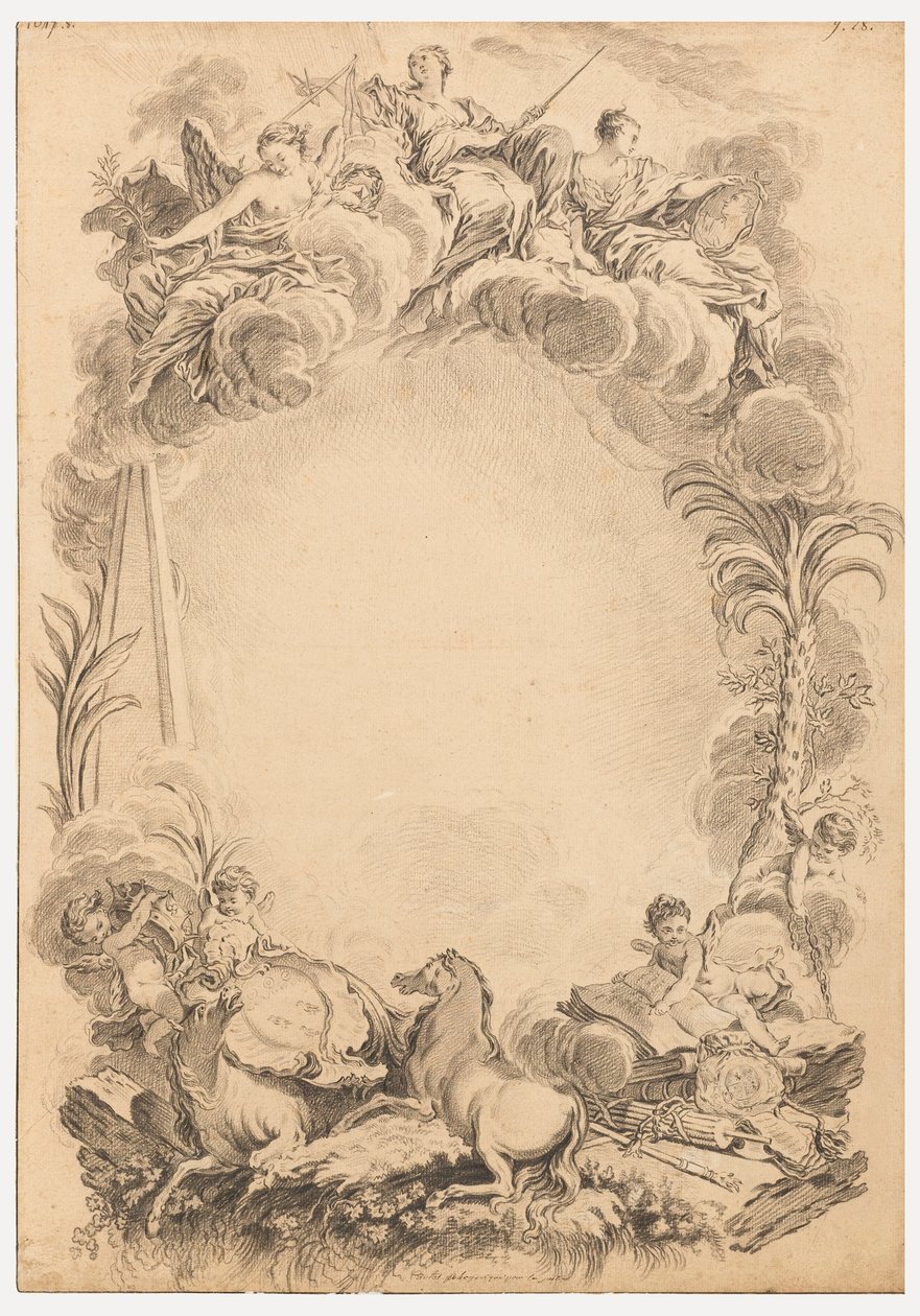 Ontwerp voor een wapenschild ter ere van William Earl Cowper (ca. 1665-1723) door François Boucher