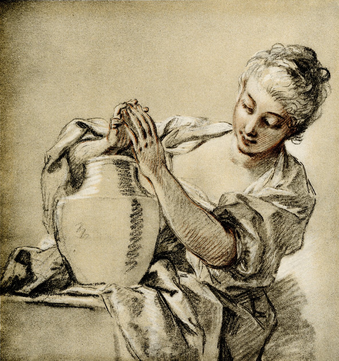 Meisje bij een put door François Boucher