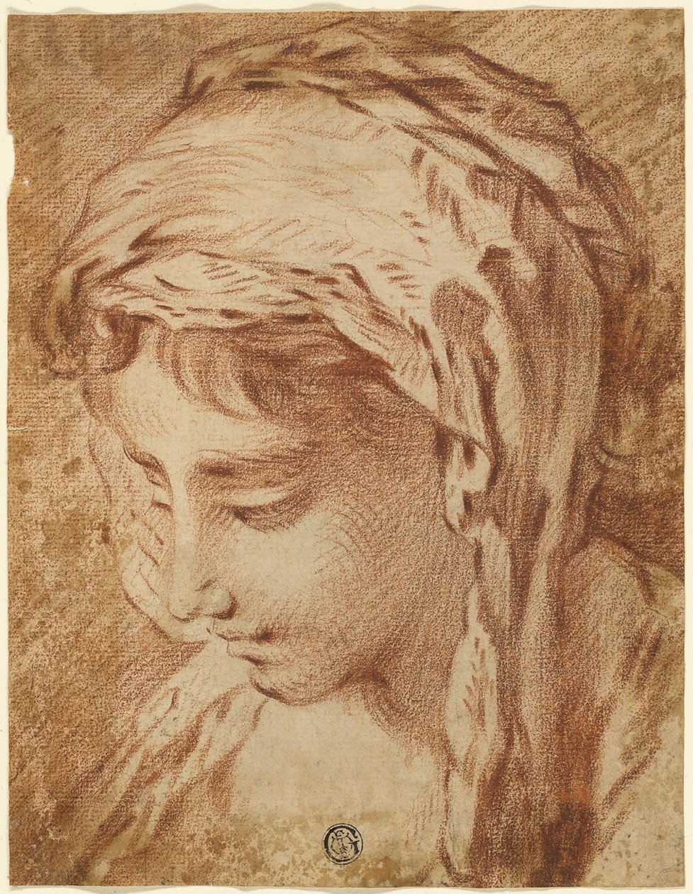 Hoofd van een vrouw door François Boucher