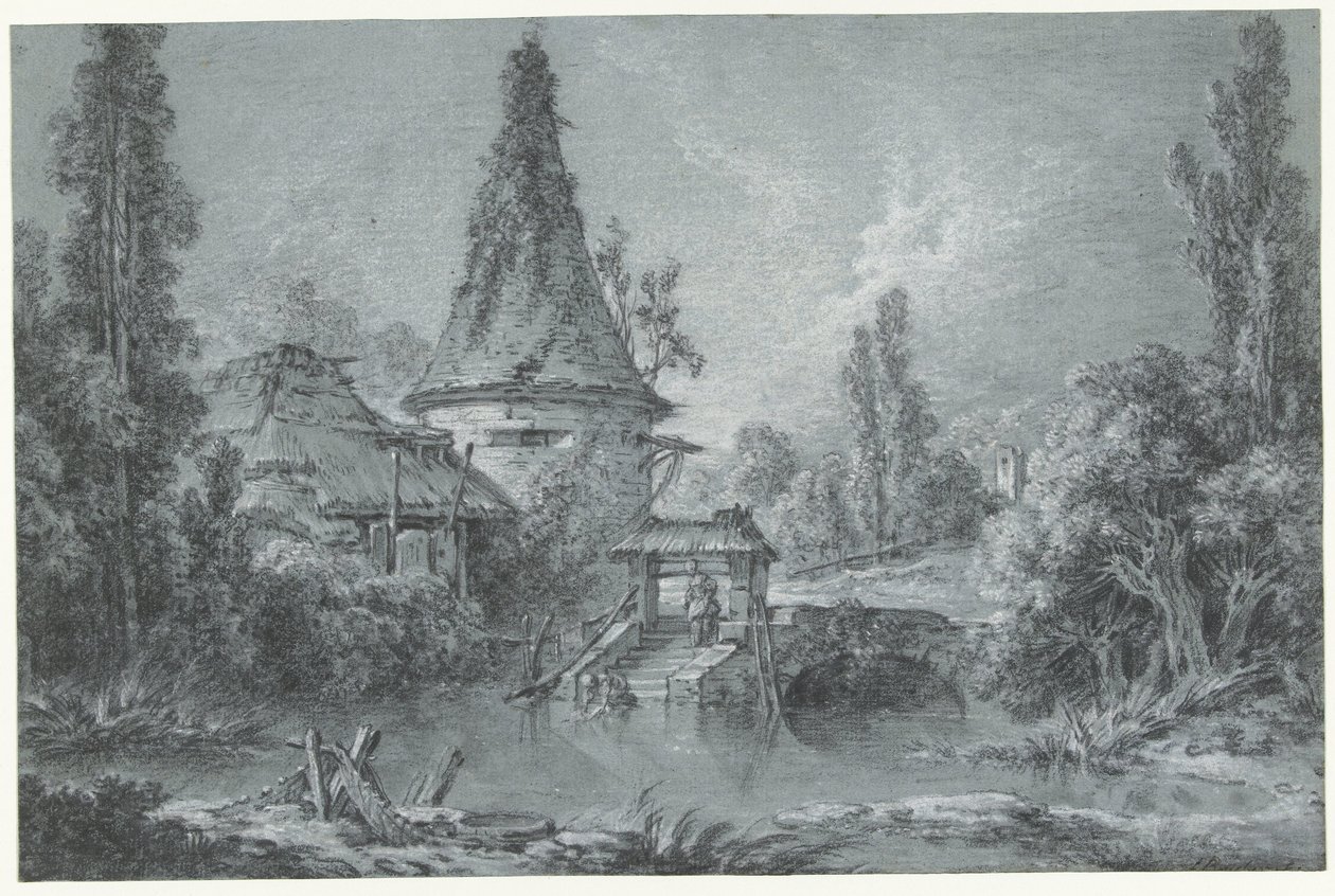 Landschap met een toren, in de omgeving van Beauvais door François Boucher