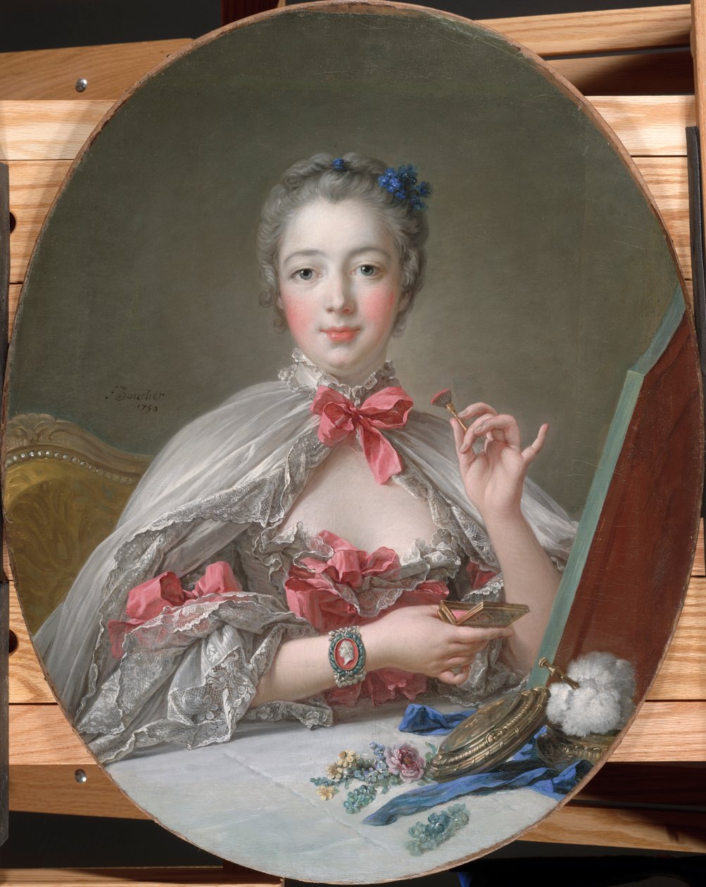 Madame de Pompadour aan haar toilet, ca. 1760 door François Boucher