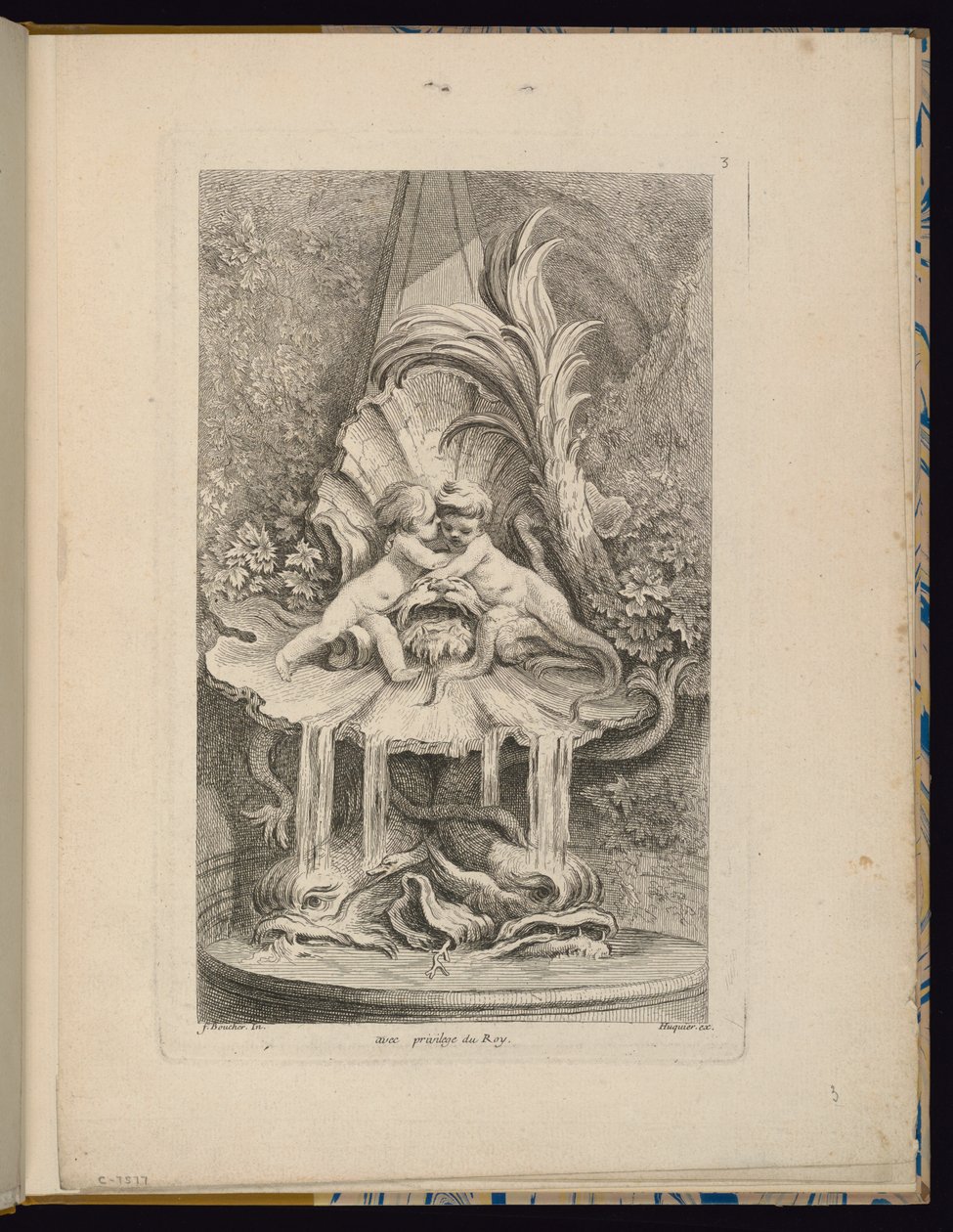 Plaat 3, Receuil de Fontaines (Collectie van Fonteinen) door François Boucher