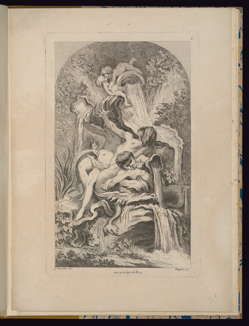 Plaat 5, Receuil de Fontaines (Collectie van Fonteinen) door François Boucher