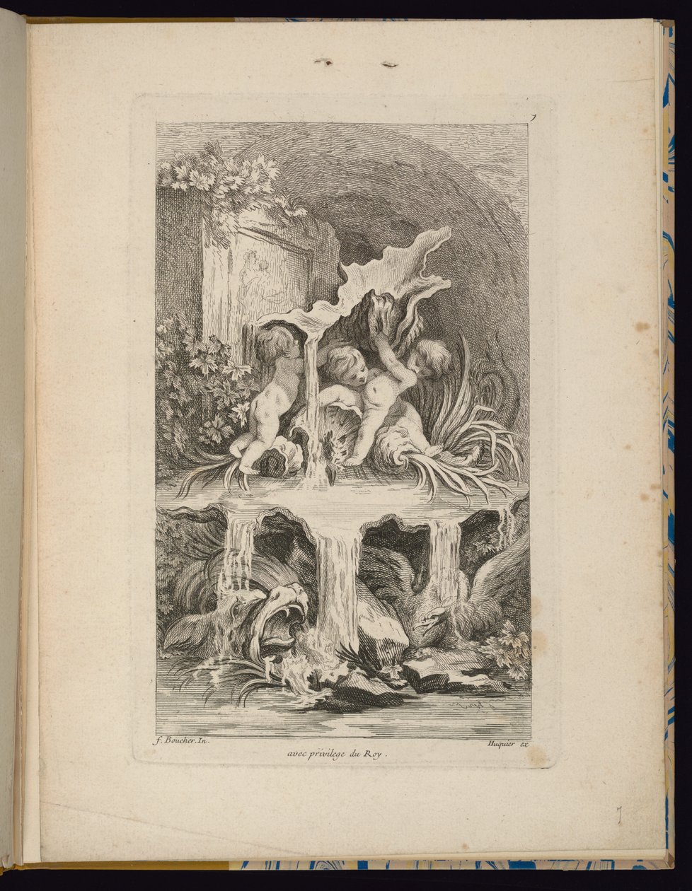 Plaat 7, Receuil de Fontaines (Collectie van Fonteinen) door François Boucher