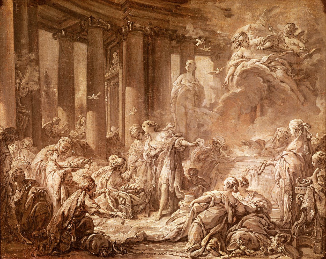 Psyche ontvangt de goddelijke eer (voorbereidende studie), c.1740 door François Boucher