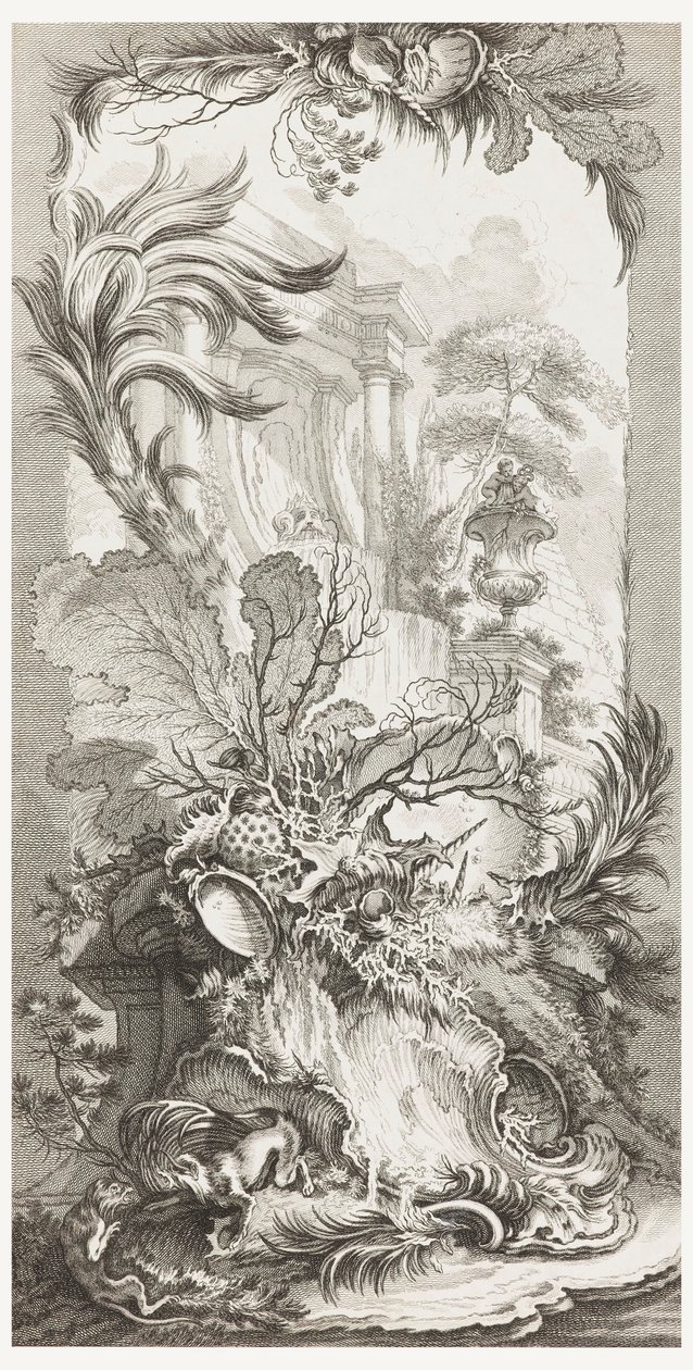 Rocaille (rococo ontwerp), in Nouveaux morceaux pour des paravents (Nieuwe concepten voor schermen) door François Boucher