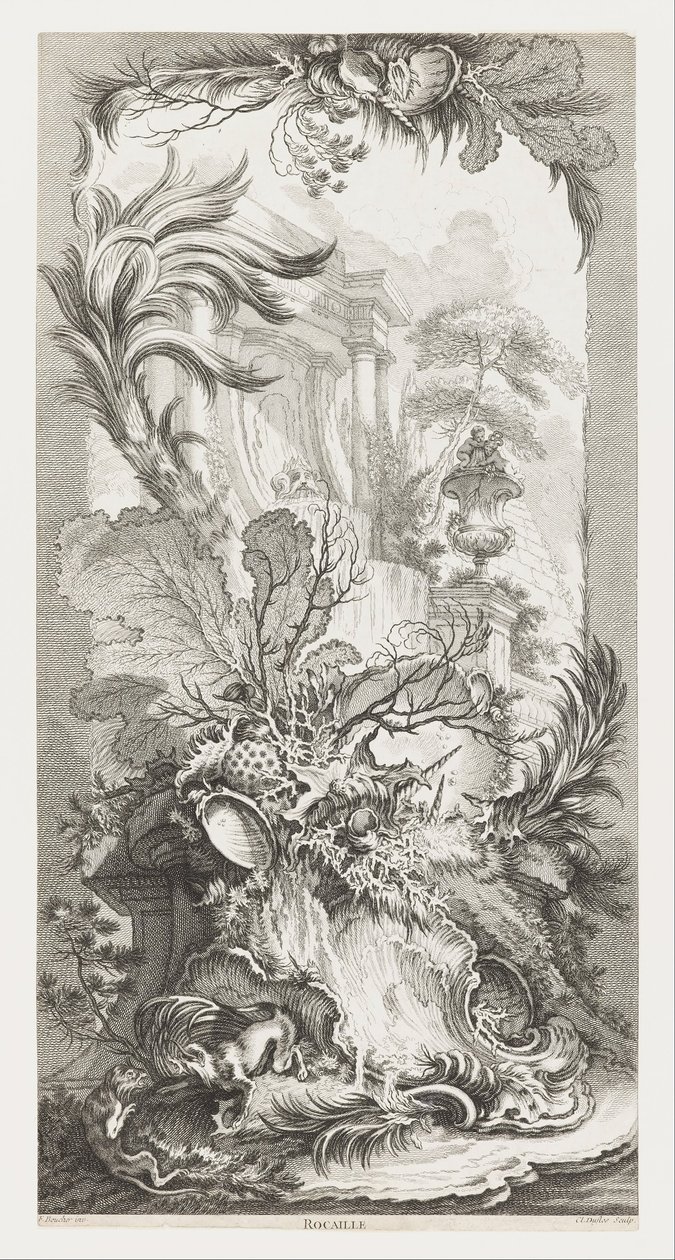 Rocaille [Rococo Design], in Nouveaux Morceaux pour des Paravents [Nieuwe concepten voor schermen]. door François Boucher