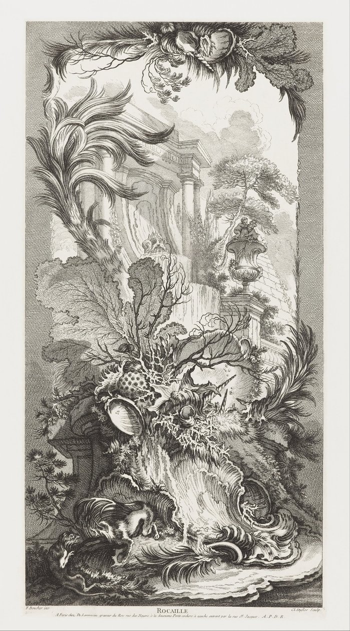 Rocaille [Rococo-design] in Nouveaux Morceaux pour des paravents [Nieuwe concepten voor schermen] door François Boucher
