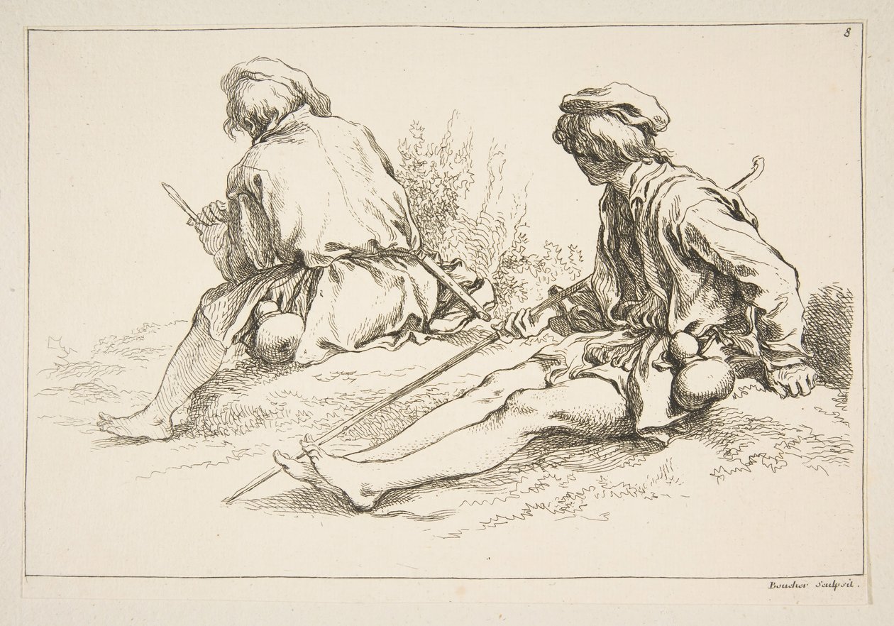 Blad met schetsen, 1753 door François Boucher