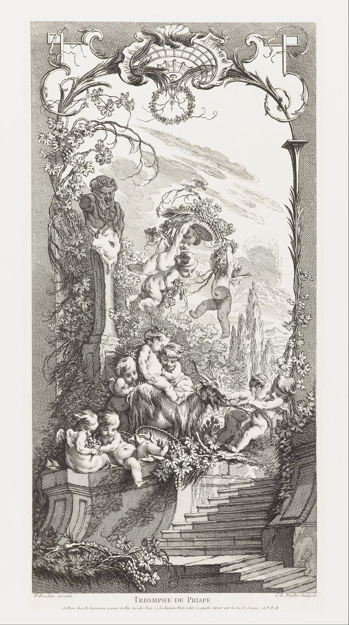 Triomphe de Priape [Triomf van Priapus] in Nouveaux Morceaux pour des Paravents [Nieuwe concepten voor schermen]. door François Boucher