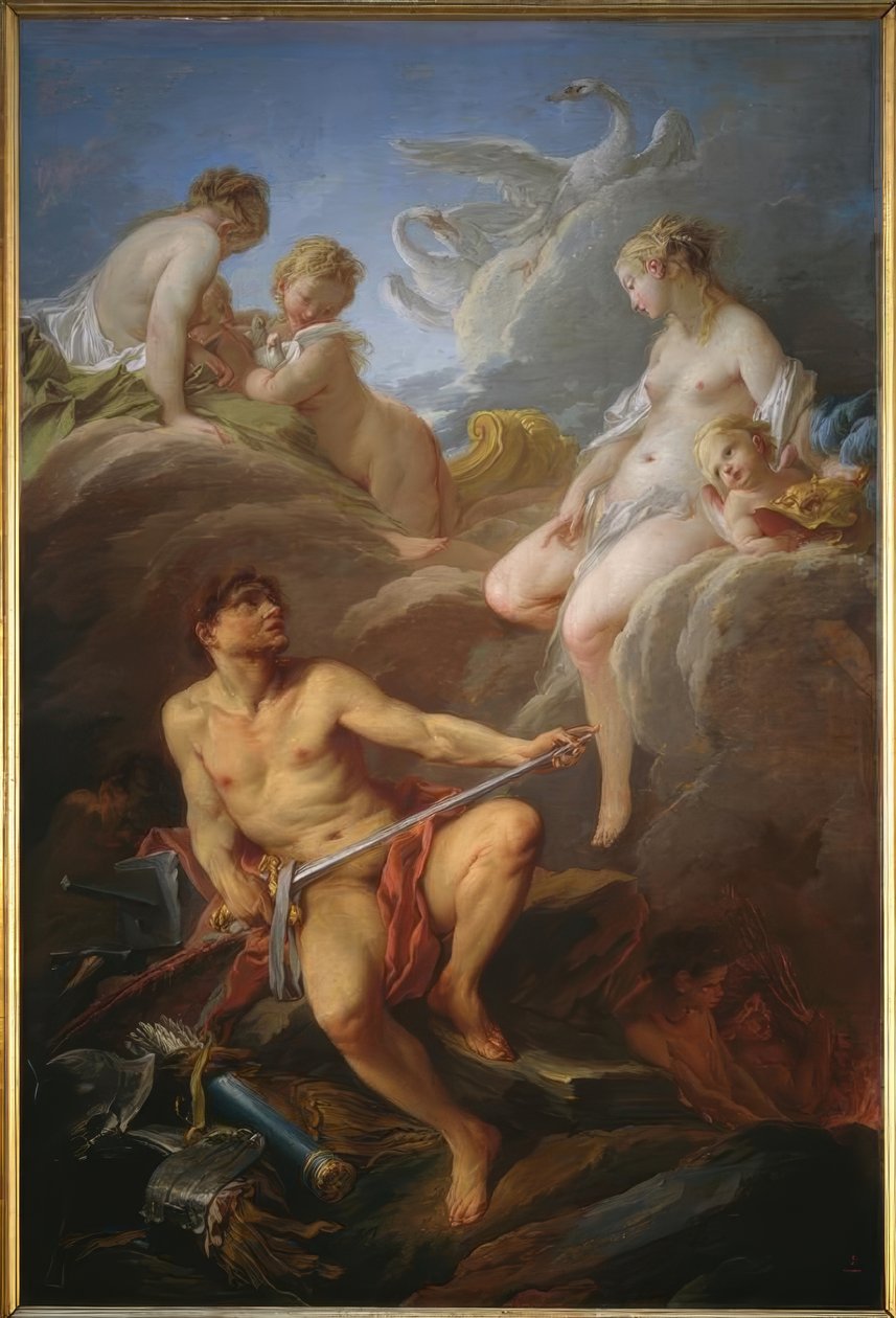 Venus vraagt Vulcanus om wapens voor Aeneas door François Boucher